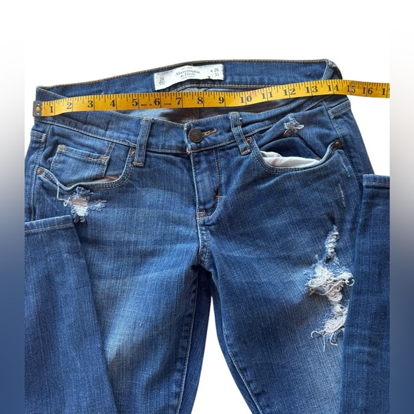 Abercrombie & Fitch . Blue Skinny Jeans Distressed Denim - Picture 4 of 8